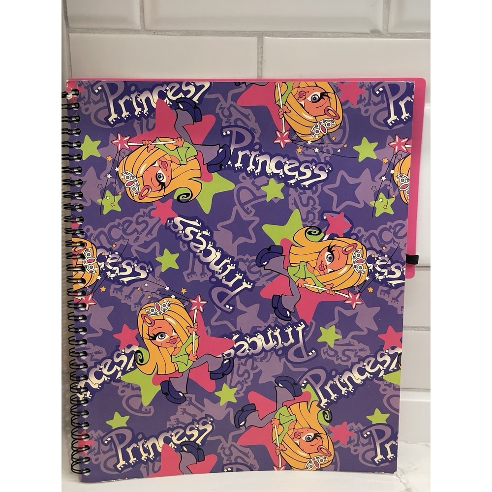 Princess Bratty Y2K Style Spiral Notebook 8.5 x 11 Purple Pink School Paper